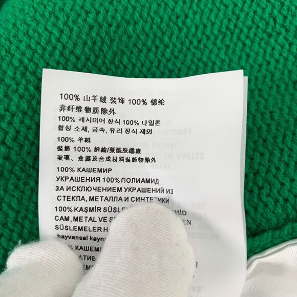 Miu Miu Green Beaded Cashmere Crew-Neck Long Sleeve Knit Sweater Size M Made In - Picture 6 of 7